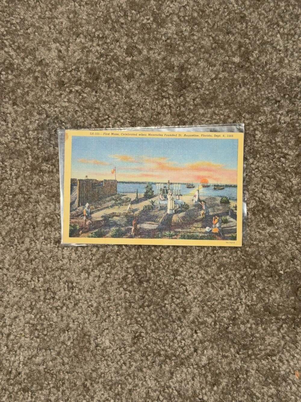 Vintage‎ Postcard First Mass St. Augustine Florida SA-105